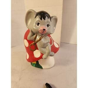 Vintage Ceramic Mushroom & Mouse MCM 1980